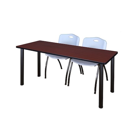 Kee Rectangle Tables > Training Tables > Kee Table & Chair Sets, 66 W, 24 L, 29 H, Mahogany MT6624MHBPBK47GY